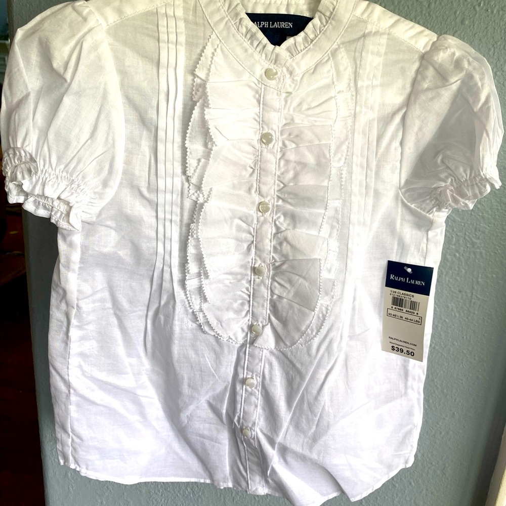 NWT Ralph Lauren Girls Ruffle blouse Size 5